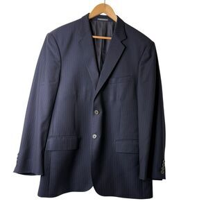 Saks Fifth Avenue Ermenegildo Zegna Mens Blazer 42S Navy Stripe Wool Sport Coat